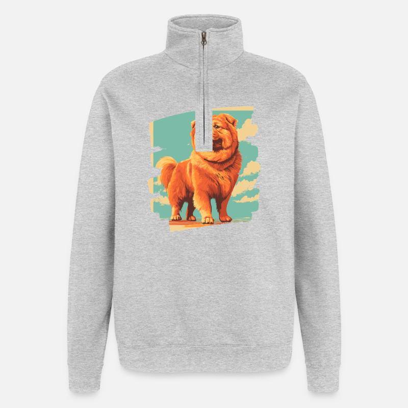 Chow Chow - Sweat à zip 1/4 - gris chiné