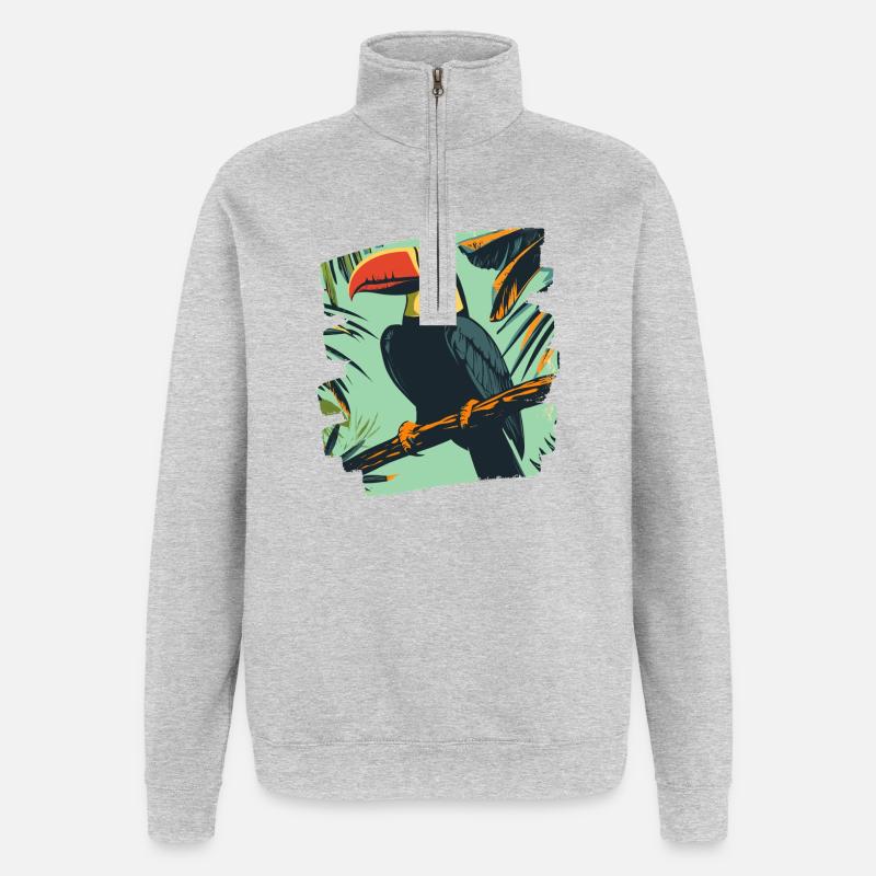 Toucan - Sweat à zip 1/4 - gris chiné
