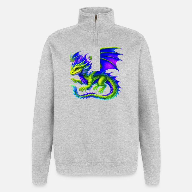 Dragon - Sweat à zip 1/4 - gris chiné