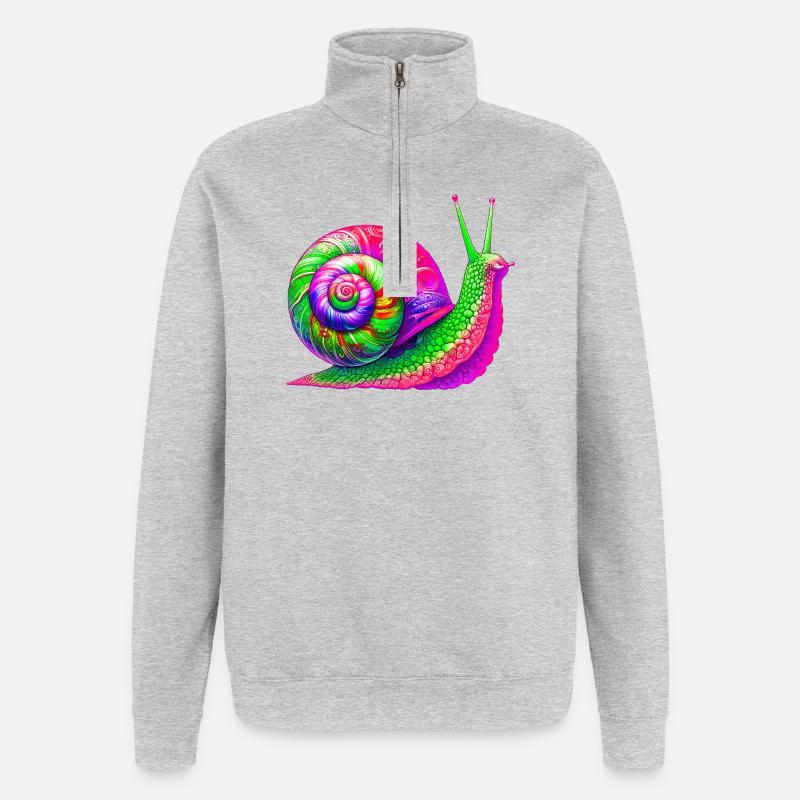 Escargot - Sweat à zip 1/4 - gris chiné