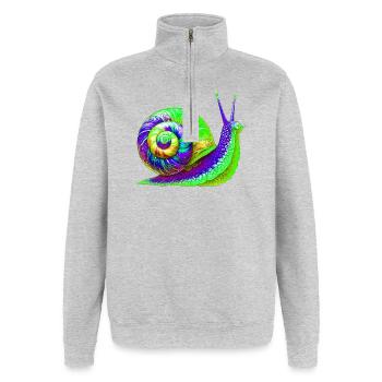 Schnecke - Quarter-Zip-Sweatshirt - Grau meliert - Vorne - AI Model Female 172 light (172cm) & AI Model Male 178 dark (178cm)