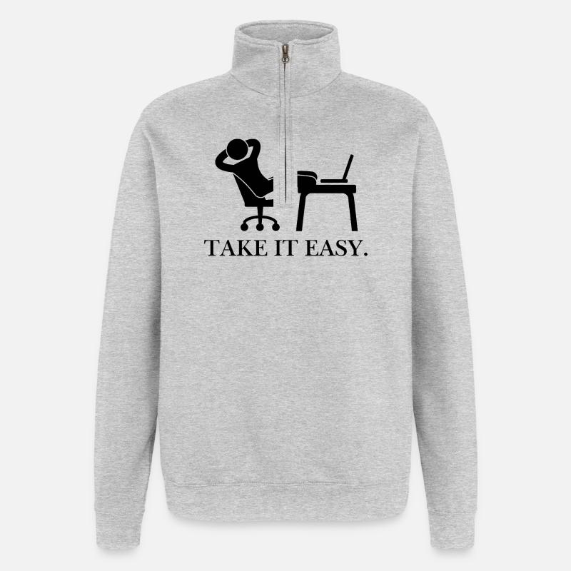 Calme-toi. - Sweat à zip 1/4 - gris chiné