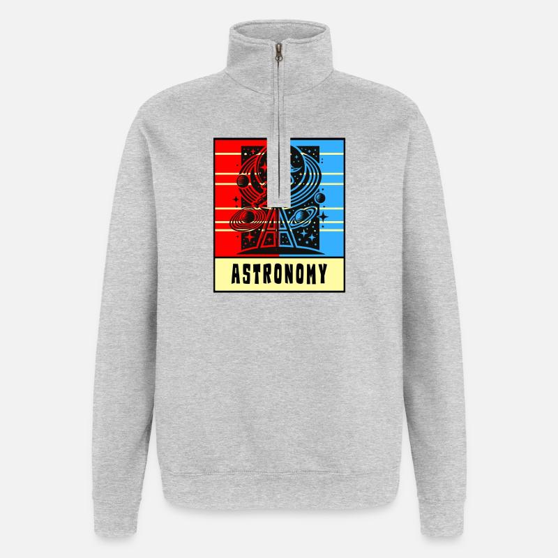 Kosmisches Universum Retro Style - Quarter-Zip-Sweatshirt - Grau meliert