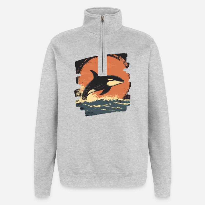 Orque - Sweat à zip 1/4 - gris chiné