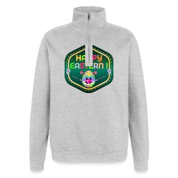 HAPPY EASTERN EGGS PLAYING GOLF - Quarter-Zip Sweatshirt - heather grey - Front - AI Model Female 172 light (172cm) & AI Model Male 178 dark (178cm)
