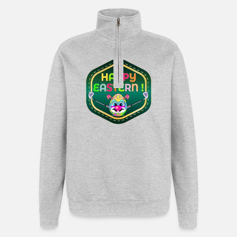 HAPPY EASTERN EGGS PLAYING GOLF - Quarter-Zip Sweatshirt - heather grey
