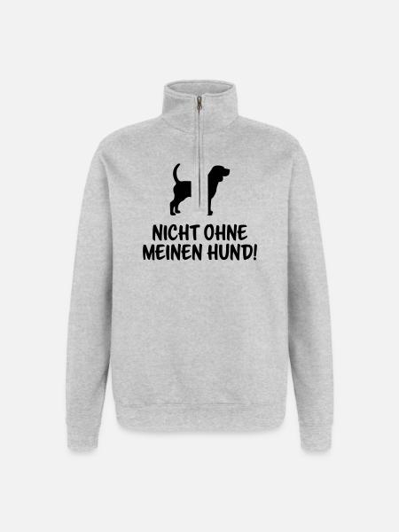 Nicht ohne meinen Hund - Quarter-Zip-Sweatshirt - Grau meliert