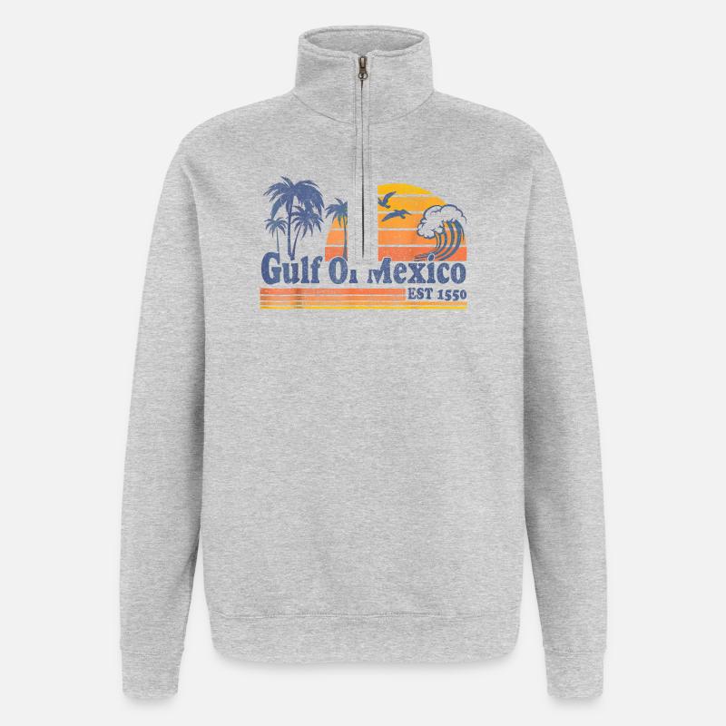 Golfe du Mexique - Sweat à zip 1/4 - gris chiné