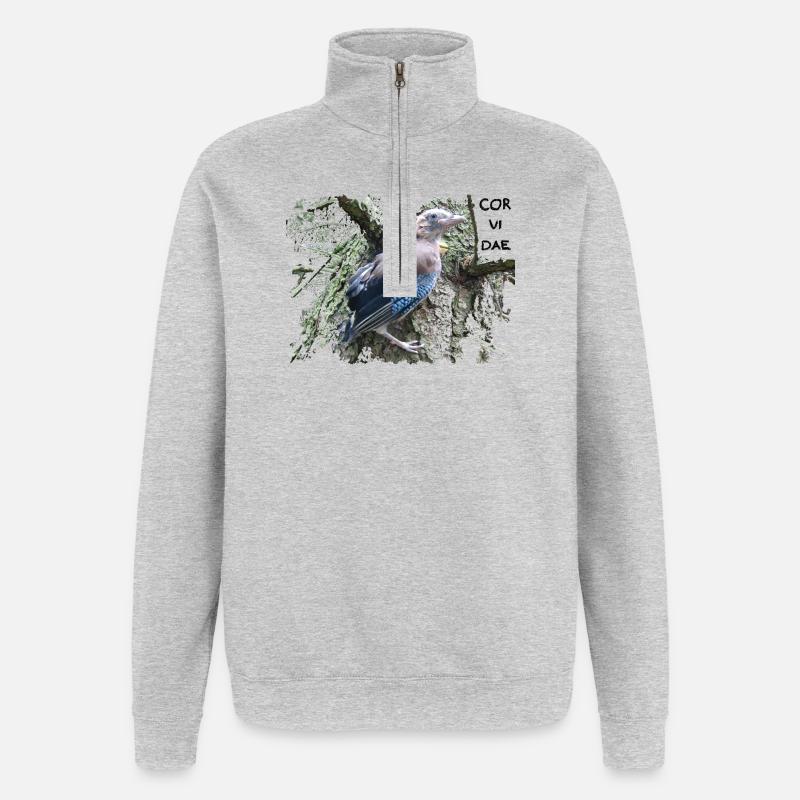 Eichelhäher Corvidae - Quarter-Zip-Sweatshirt - Grau meliert