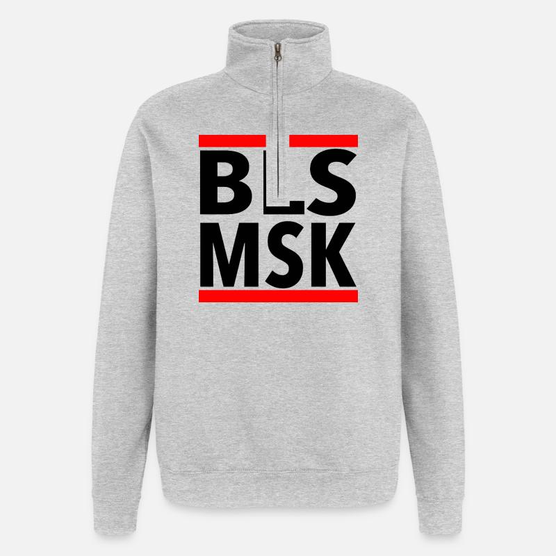 BLSMSK Motiv - Quarter-Zip-Sweatshirt - Grau meliert