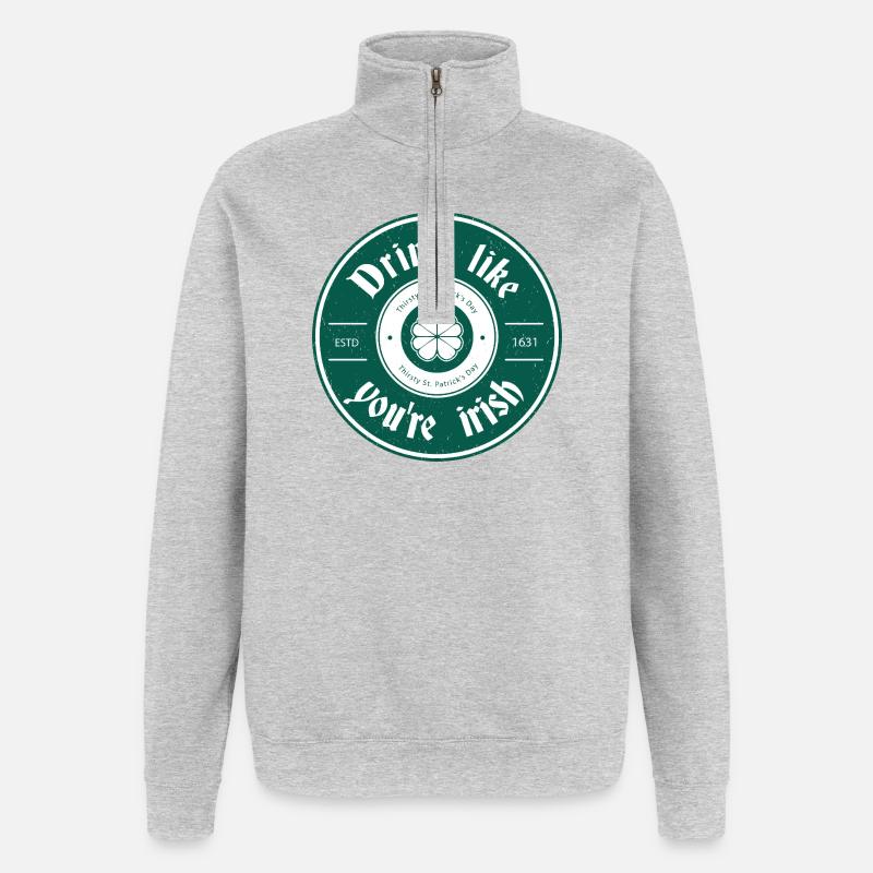 La Saint-Patrick - Sweat à zip 1/4 - gris chiné