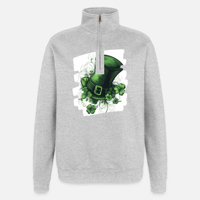 La Saint-Patrick - Sweat à zip 1/4 - gris chiné