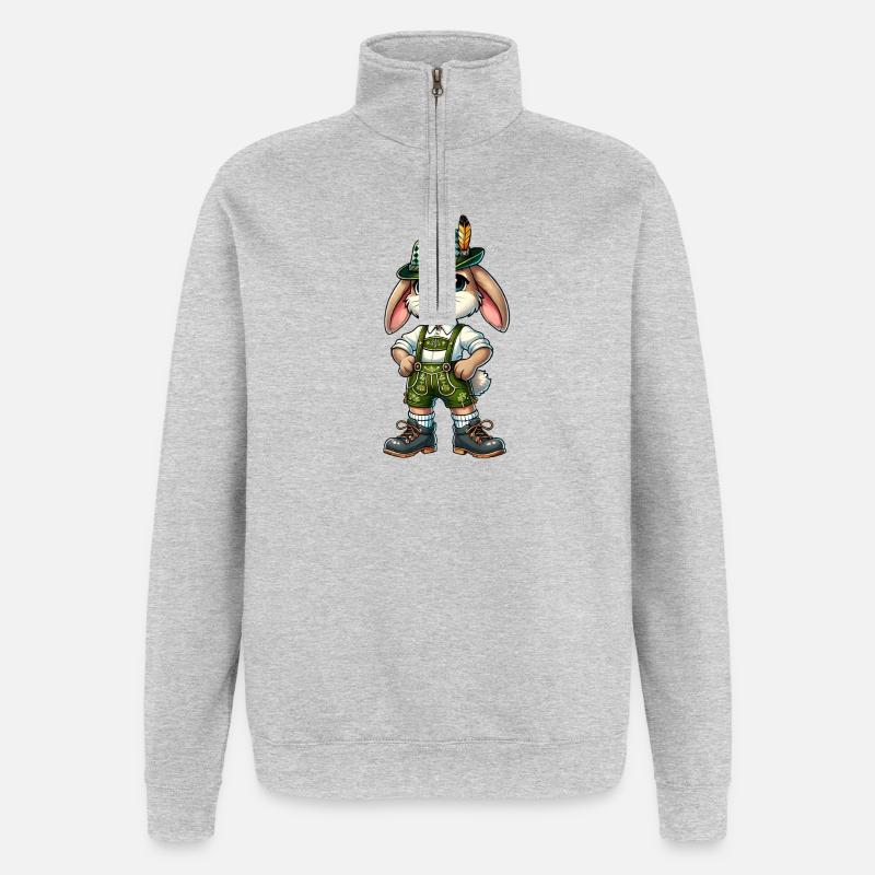 Bayerischer Hase - Quarter-Zip-Sweatshirt - Grau meliert