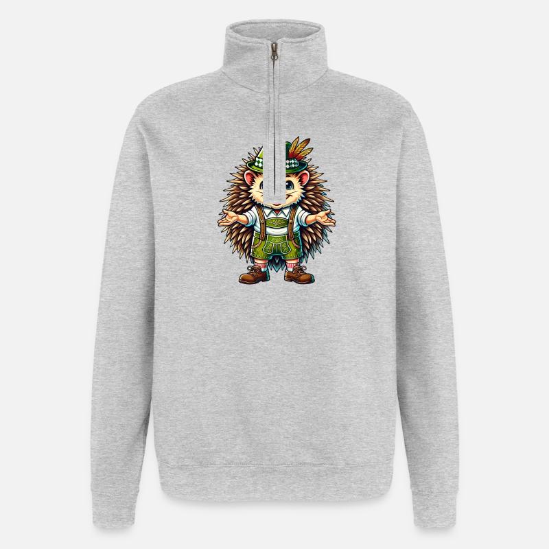 Bayerischer Igel - Quarter-Zip-Sweatshirt - Grau meliert