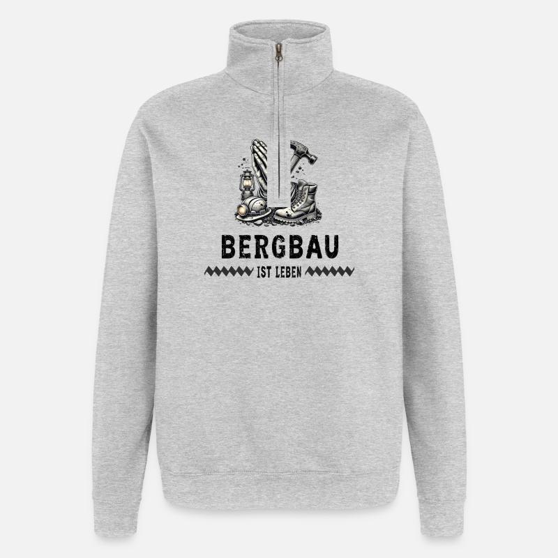 Bergbau ist Leben - Quarter-Zip-Sweatshirt - Grau meliert