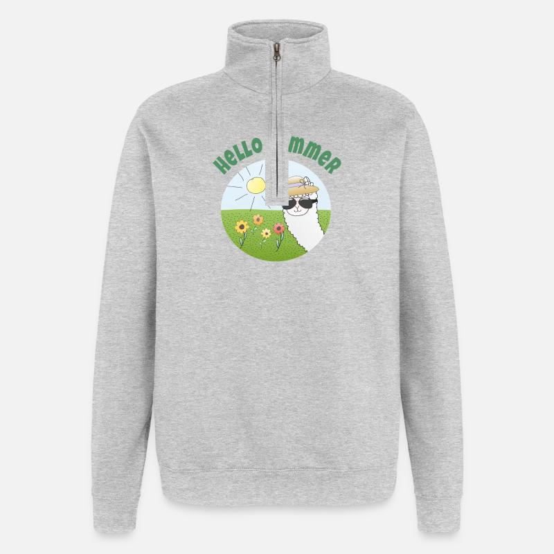 Hello Summer: Sonnenscheinalpaka - Quarter-Zip-Sweatshirt - Grau meliert