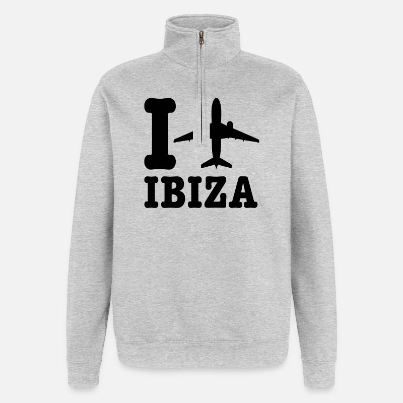 Ibiza Urlaub - Quarter-Zip-Sweatshirt - Grau meliert