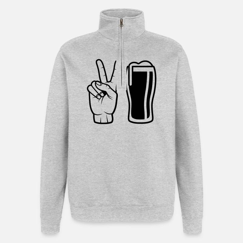 Commander de la bière - Sweat à zip 1/4 - gris chiné