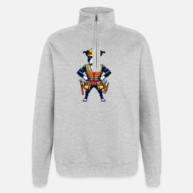 Bostie Ouvrier du bâtiment - Sweat à zip 1/4 - gris chiné