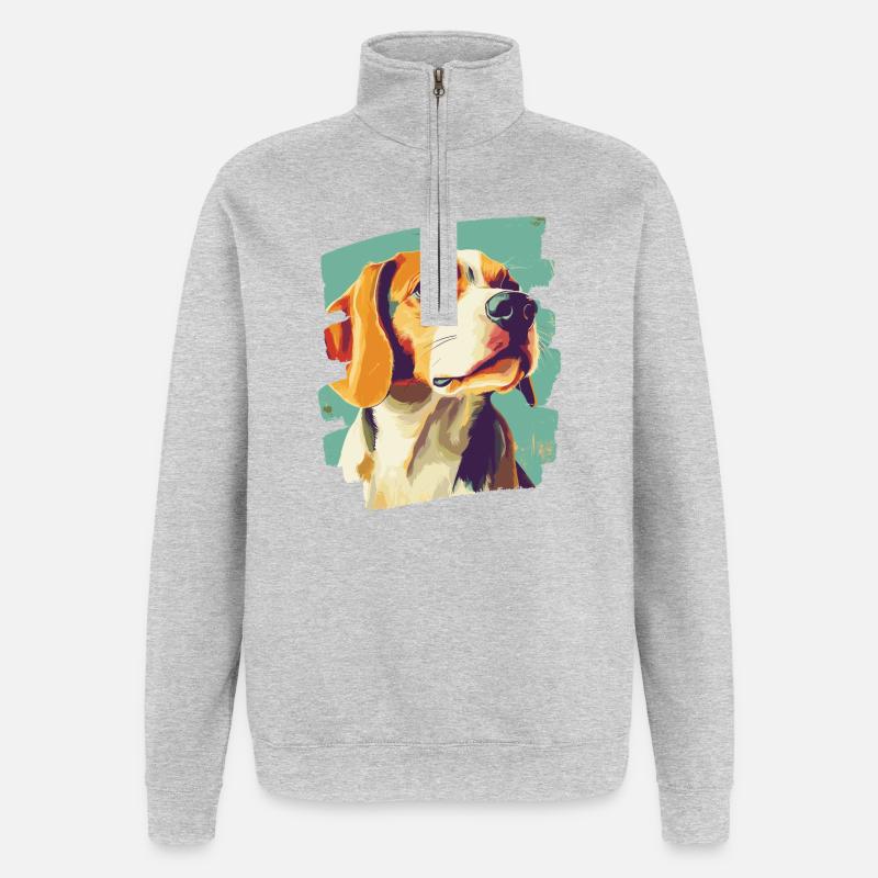 Beagle - Quarter-Zip-Sweatshirt - Grau meliert