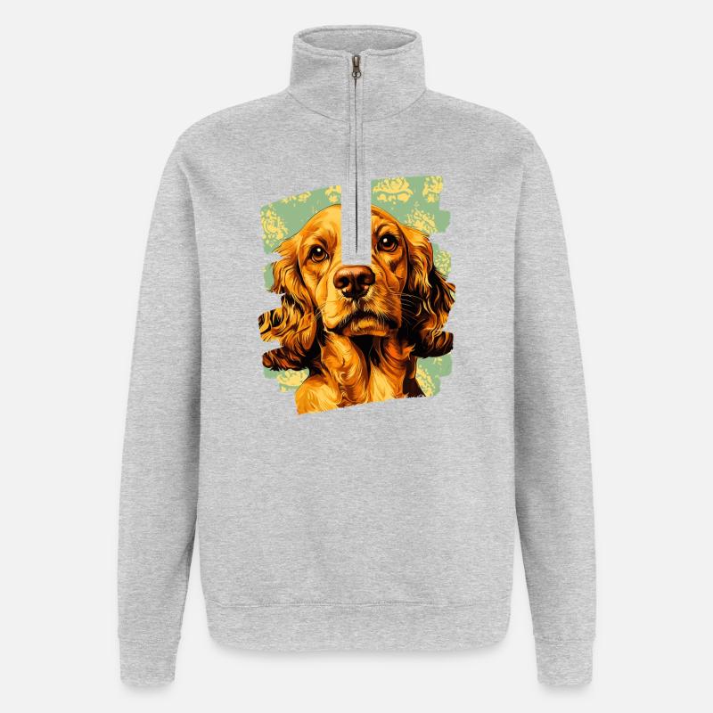 Cocker Spaniel - Quarter-Zip Sweatshirt - heather grey