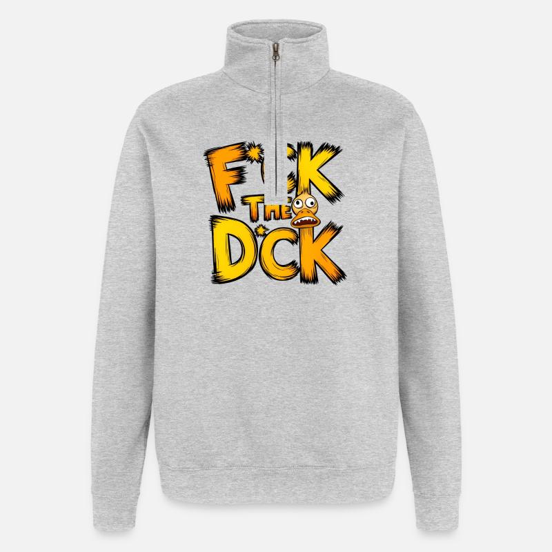 F*ck le d*ck - Sweat à zip 1/4 - gris chiné