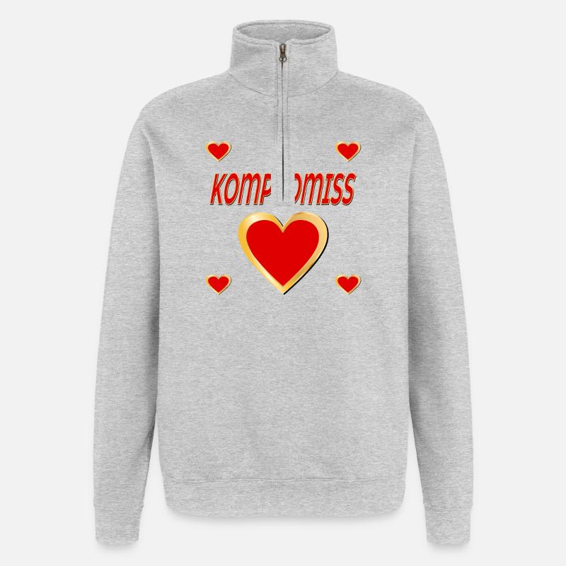 HERZ KOMPROMISS - Quarter-Zip-Sweatshirt - Grau meliert