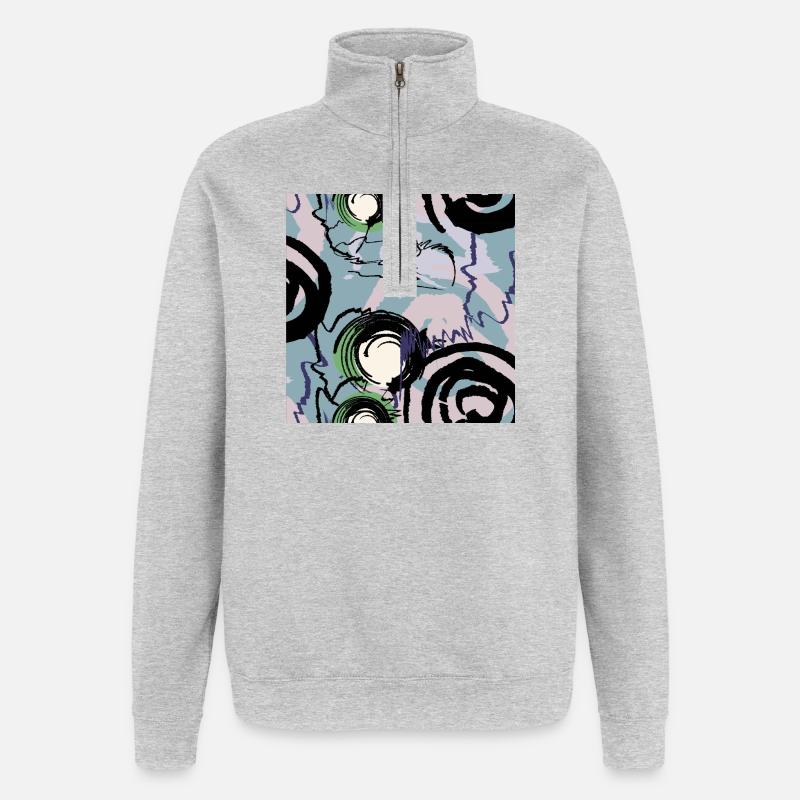 Handgezeichnete Formen - Quarter-Zip-Sweatshirt - Grau meliert