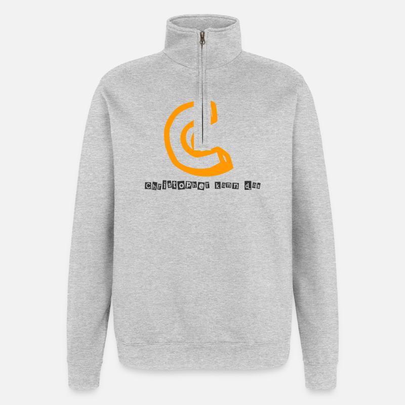Christopher kann das Abstrakter Kaugummi-Print - Quarter-Zip-Sweatshirt - Grau meliert