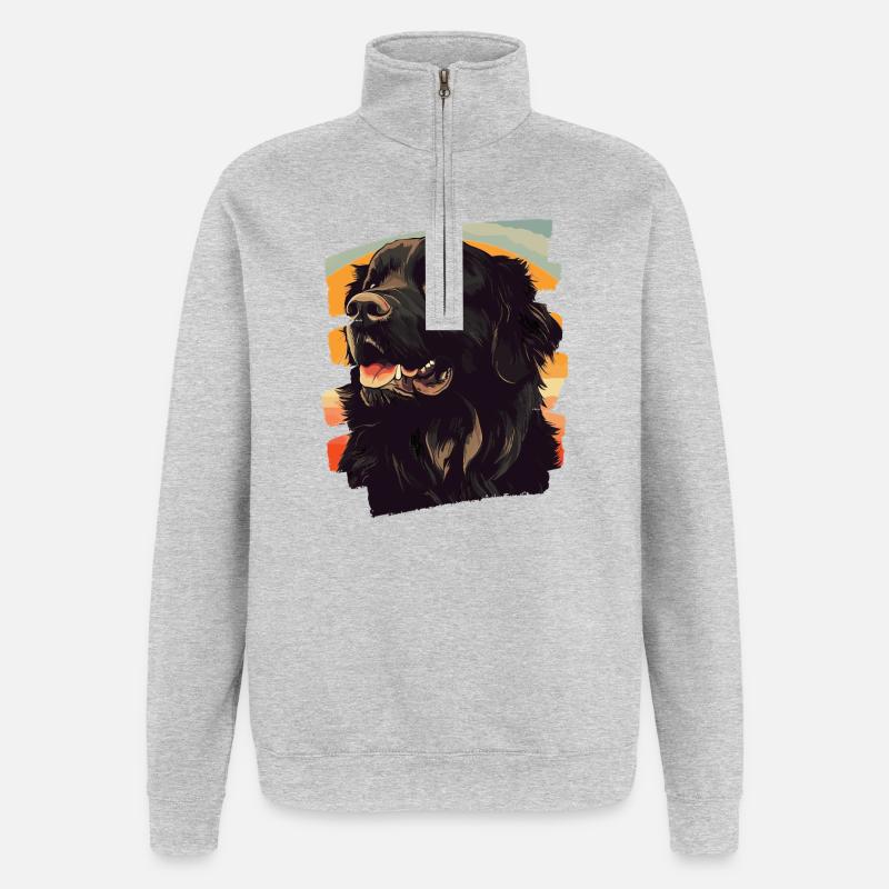 Neufundländer - Quarter-Zip-Sweatshirt - Grau meliert