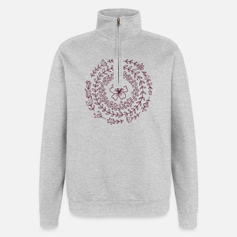 Blumen Spiral Mandala - Quarter-Zip-Sweatshirt - Grau meliert