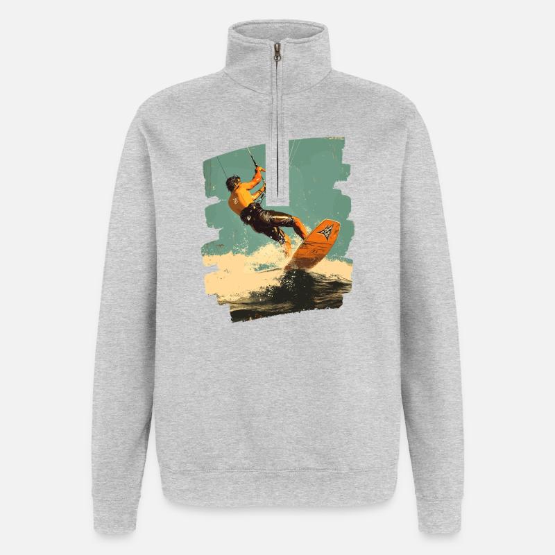 Kitesurfer - Quarter-Zip-Sweatshirt - Grau meliert