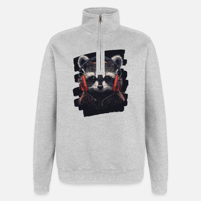 Waschbär - Quarter-Zip-Sweatshirt - Grau meliert