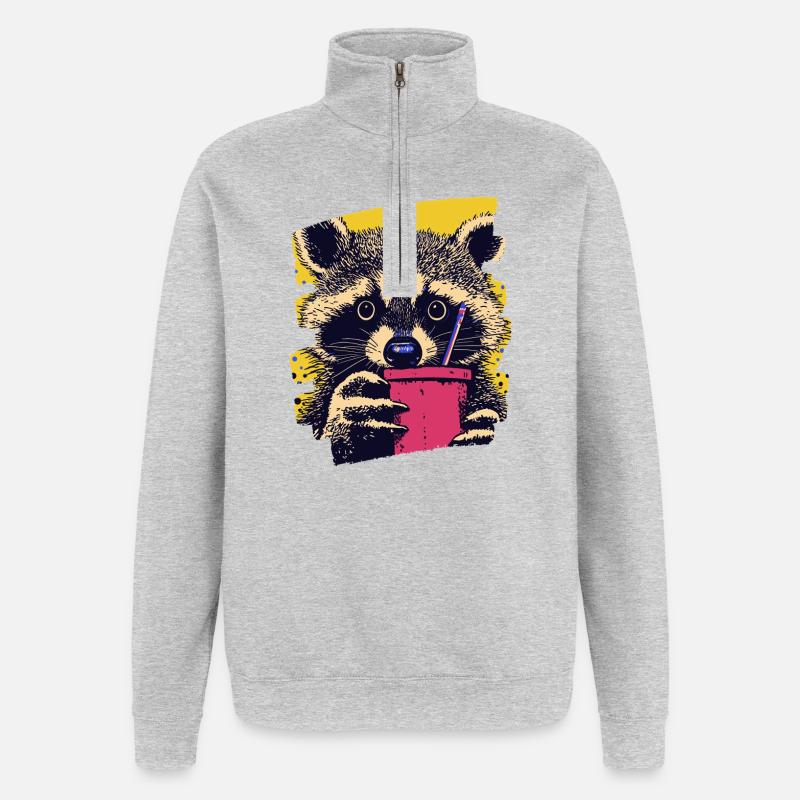 Waschbär - Quarter-Zip-Sweatshirt - Grau meliert
