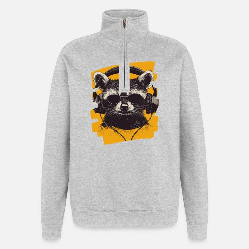 Waschbär - Quarter-Zip-Sweatshirt - Grau meliert