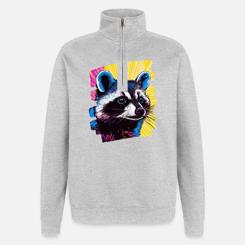 Waschbär - Quarter-Zip-Sweatshirt - Grau meliert
