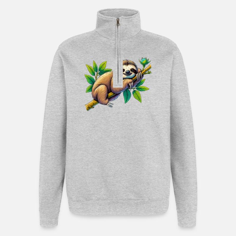 Faultier - Quarter-Zip-Sweatshirt - Grau meliert