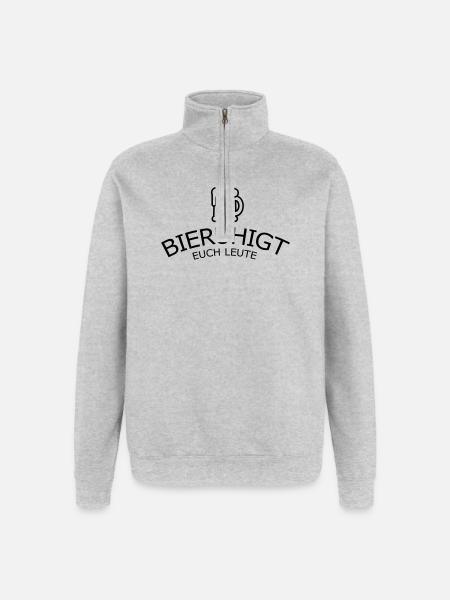 Bieruhigt euch Leute - Quarter-Zip-Sweatshirt - Grau meliert
