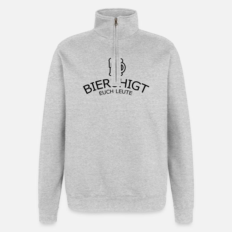 Bieruhigt euch Leute - Quarter-Zip-Sweatshirt - Grau meliert