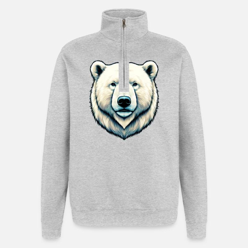 Weißer Eisbär - Quarter-Zip-Sweatshirt - Grau meliert