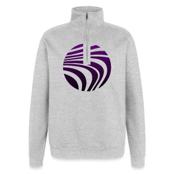 Psychedelisches Muster Violett Verlauf - Quarter-Zip-Sweatshirt - Grau meliert - Vorne - AI Model Female 172 light (172cm) & AI Model Male 178 dark (178cm)
