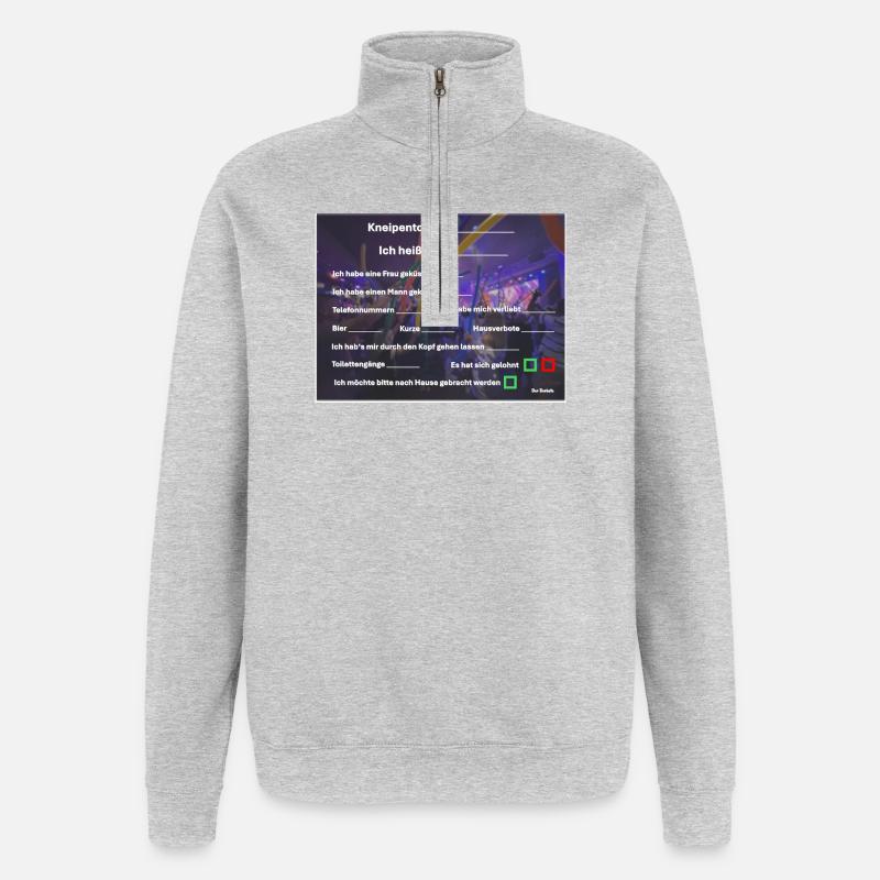 Kneipentour Accessoire Fun - Quarter-Zip-Sweatshirt - Grau meliert