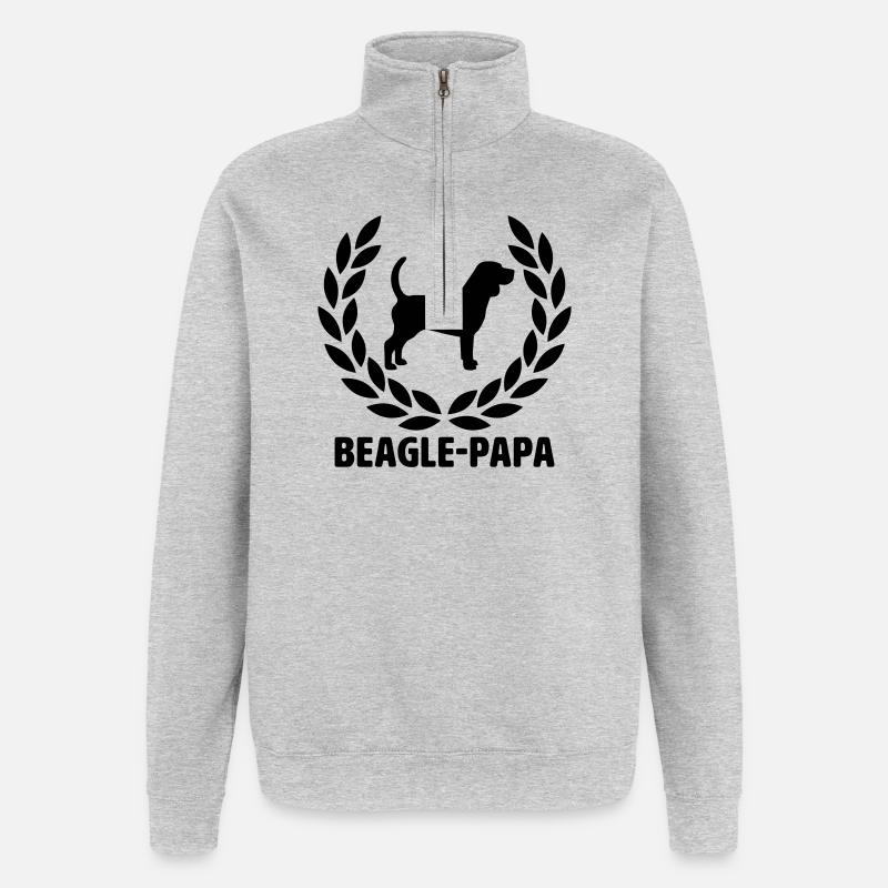 Beagle Papa - Quarter-Zip-Sweatshirt - Grau meliert