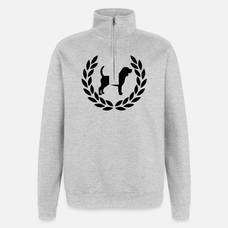 Beagle avec couronne de laurier - Sweat à zip 1/4 - gris chiné