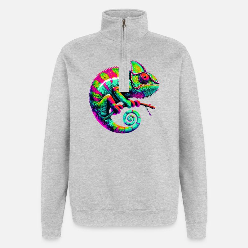 Caméléon - Sweat à zip 1/4 - gris chiné