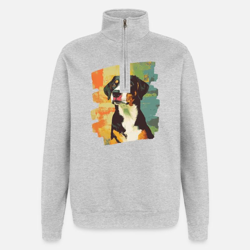 Entlebucher Sennenhund - Quarter-Zip-Sweatshirt - Grau meliert