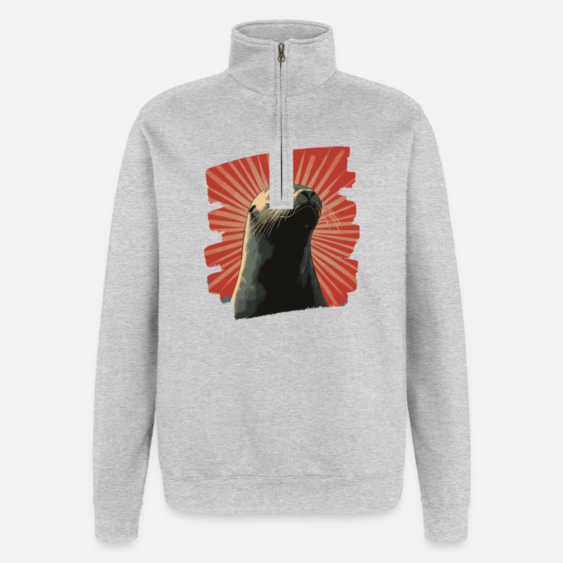 Robbe - Quarter-Zip-Sweatshirt - Grau meliert
