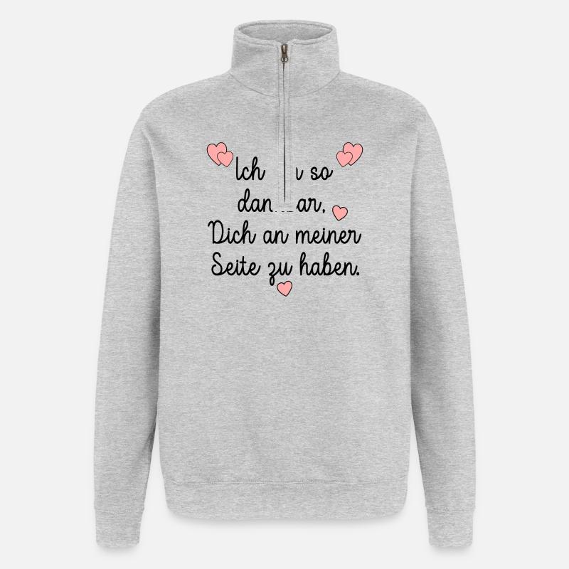 DANKBARKEIT WERTSCHÄTZUNG HERZ - Quarter-Zip-Sweatshirt - Grau meliert