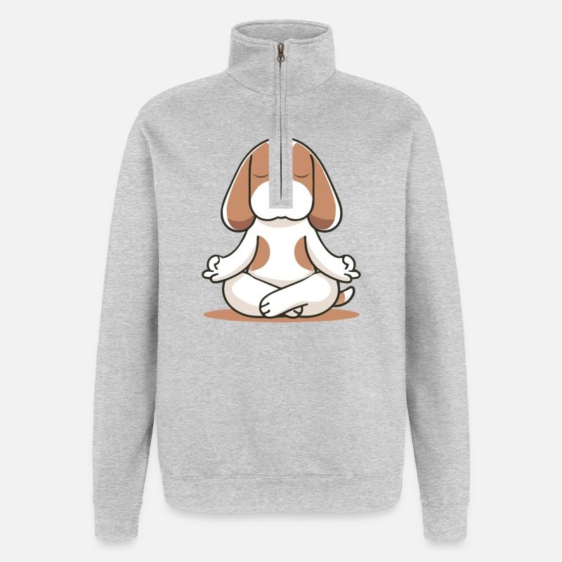 Meditierender Beagle – Ruhe & Achtsamkeit - Quarter-Zip-Sweatshirt - Grau meliert