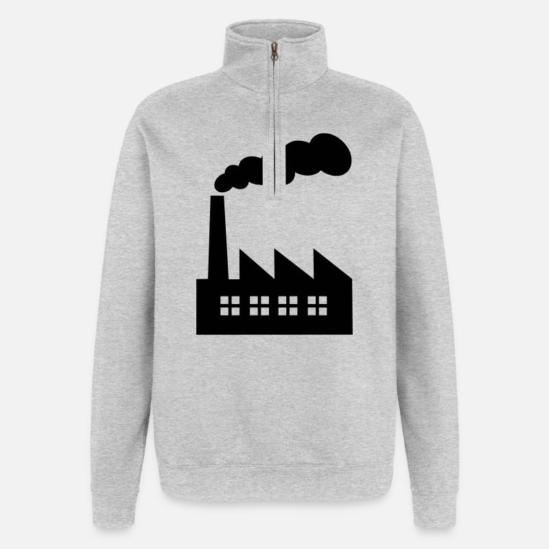 Fabrik mit Rauch - Quarter-Zip-Sweatshirt - Grau meliert